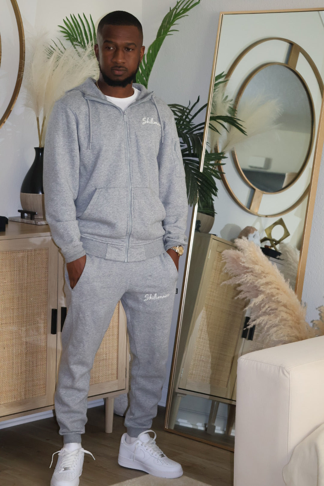 Paris Grey Fleece Tech Tracksuit