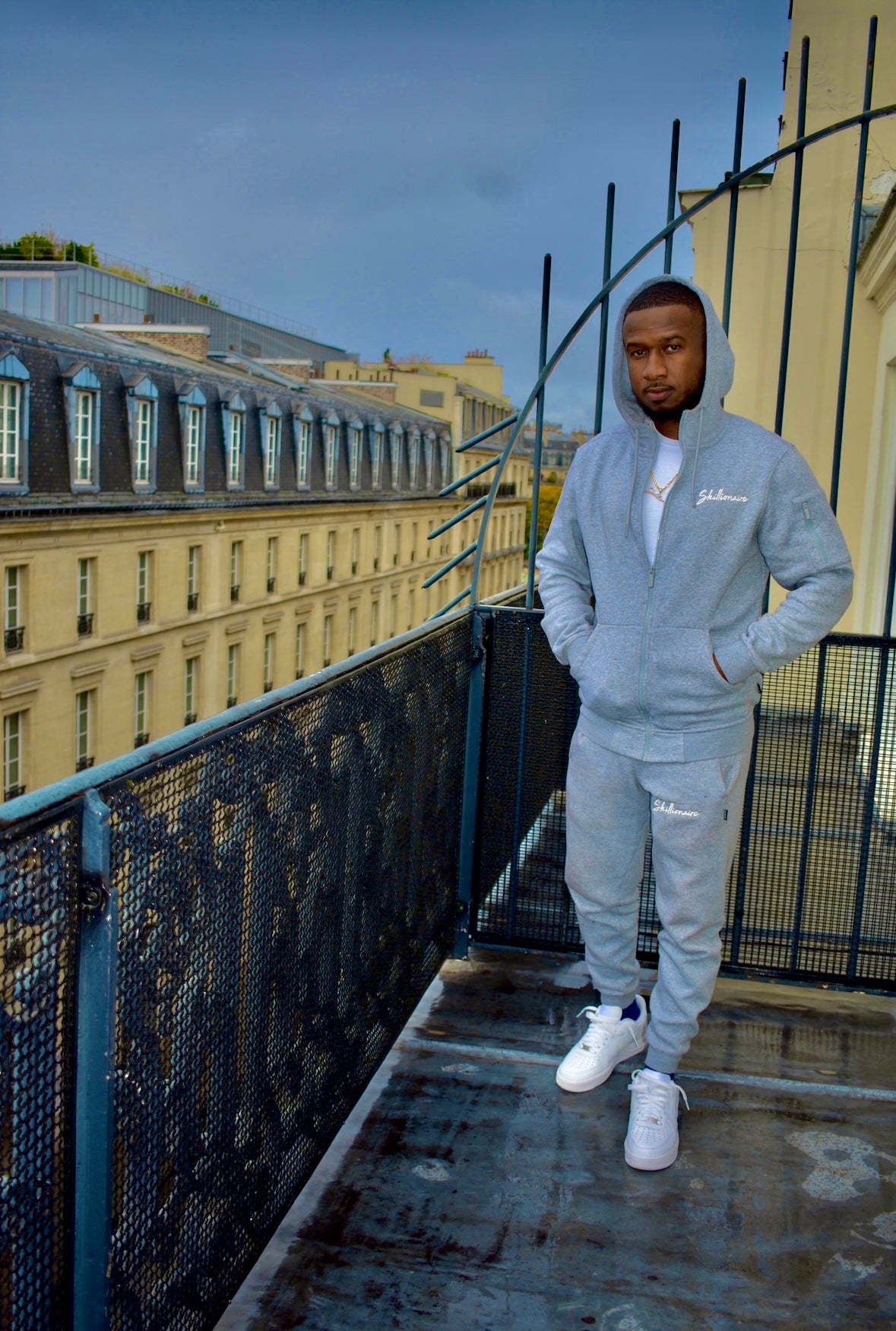 Paris Grey Fleece Tech Tracksuit