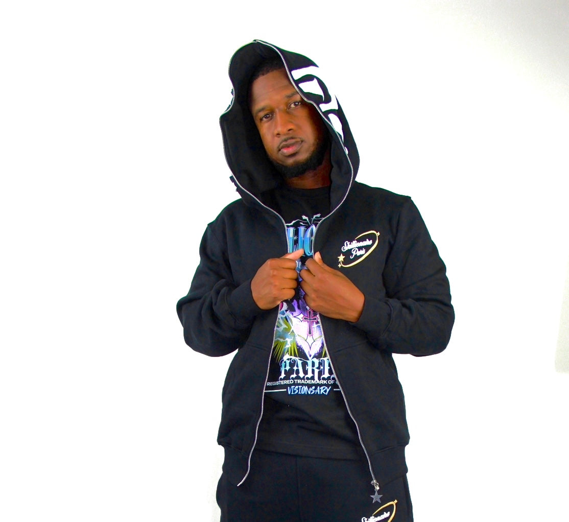 Black Full Zipper Hoodie